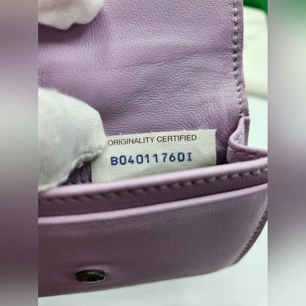 Bottega Veneta Lilac Intrecciato Leather Card Case Wallet Snap Closure w/ Box - Picture 10 of 11